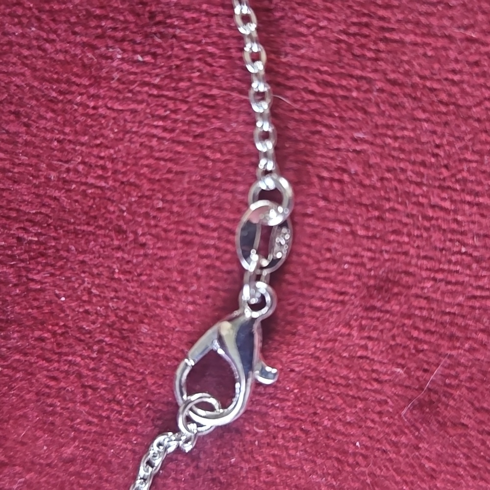 Vintage Silver Tone Mother Of Pearl Pendant Necklace - Picture 4 of 4
